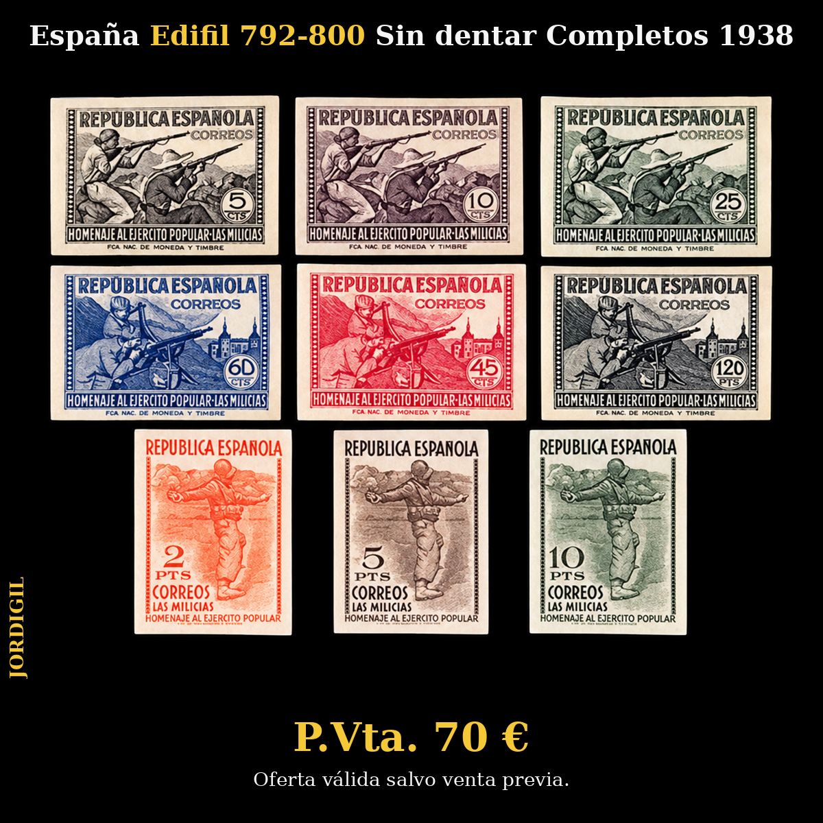 España · Edifil 792-800 Sin dentar